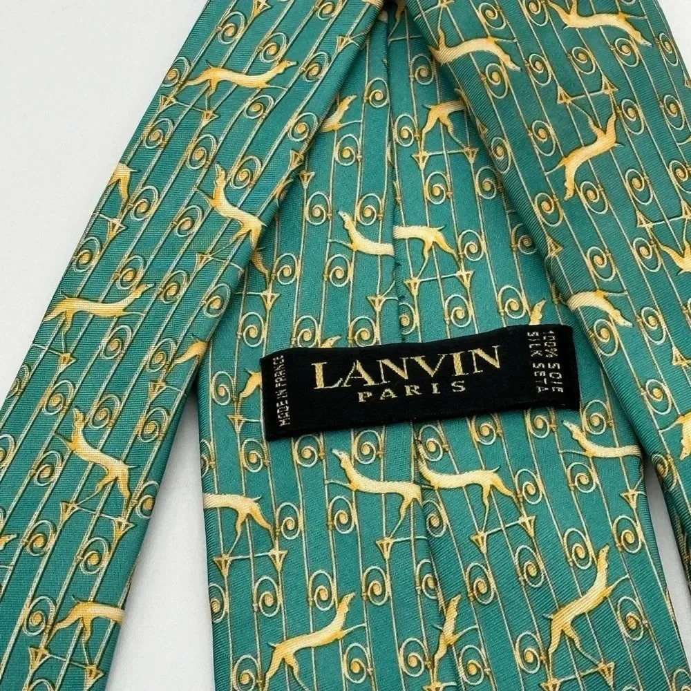 Lanvin Paris Tie Green Men’s 100%‎ Silk Made In Paris